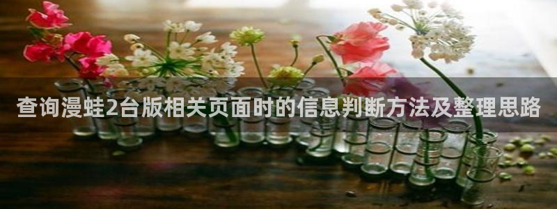 免费漫画阅读网站:查询漫蛙2台版相关页面时的信息判断方法及整理思路
